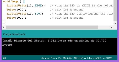 Carga terminada Mini Pro y PL2303