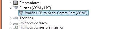 Puerto serial COM del PL2303