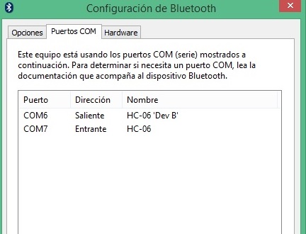Puertos COM del Bluetooth